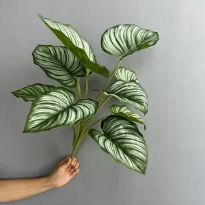 10 Hojas de Lirio de la Paz Tropicales de Tacto Real, Planta Artificial Verde para Decoración de Eventos - Product Image 1
