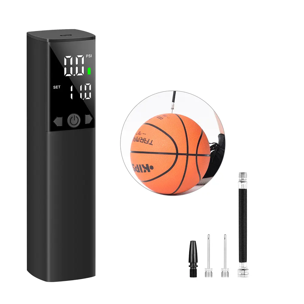 NEWO Aluminum Small Portable Battery Powered Smart Electric Ball Pump with LED Light for Sport Balls