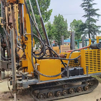 Engin de forage rotatif hydraulique sur chenilles d'occasion, profondeur 600m, tour de 7,5m, avec boîte de vitesses, moteur diesel, pompe, moteur à économie d'énergie et roulement