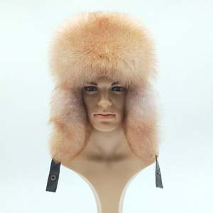 Sombrero de piel de zorro personalizado unisex con orejeras, gorro de cazador de piel Natural Real, sombreros de Aviador rusos para mujer - Product Image 1