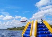 Parc d'amusement flottant extérieur d'eau de structure de jeu d'Aqua pour l'équipement commercial de loisirs de station de plage de lac