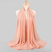 SUNNYBLUE Nouveau Foulard Femme de Haute Qualité en Chiffon Uni avec Strass, Doux pour la Peau, Quatre Saisons, Malaisie Indonésie