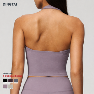 Reggiseno Sportivo Dingtai Traspirante con Collo Halter <span class=keywords><strong>per</strong></span> Donna, con Imbottiture Rimovibili, Supporto Medio, Modellante <span class=keywords><strong>per</strong></span> Palestra e Fitness - Product Image 3