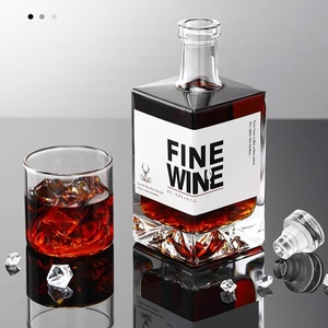 Botella de Vidrio Cuadrada Transparente de 100ml, 500ml, 1000ml, Vacía, para Whisky/Licores, con Tapón, Superventas - Product Image 3
