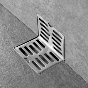 Siphon de sol en acier inoxydable 304 en forme de L pour salle de bain et cuisine, design moderne anti-corrosion, <span class=keywords><strong>drain</strong></span> mural d'angle pour balcon extérieur - Product Image 1