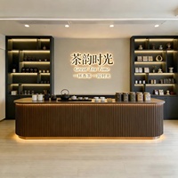 Comptoir de bar pour café, design pour boutique de café, supermarché, en bois écologique, robuste, avec étagère cubique et éclairage LED