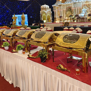 ถาดอุ่นอาหารทองคำหรูหรา ขนาด 9 ลิตร ถาดอุ่นอาหารทรงสี่เหลี่ยมผืนผ้าขนาดใหญ่แบบม้วนฝาปิด สำหรับโรงแรมและร้านอาหาร - Product Image 4