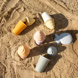 Brinquedos de praia ao ar livre, geladeira, cocô, conjuntos de brinquedo, silicone, sorvete, conjunto de areia