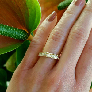 Anello Scintillante con Micro Pavé di Zirconi per Donne, Gioiello Elegante e Delicato di Lusso alla Moda - Product Image 2