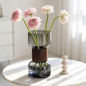 Jarrón Floral Hidropónico Cilíndrico <span class=keywords><strong>de</strong></span> Madera Artístico para Sala <span class=keywords><strong>de</strong></span> Estar, Decoración del Hogar, Jarrón <span class=keywords><strong>de</strong></span> <span class=keywords><strong>Vidrio</strong></span> Transparente Gris Ahumado Alto para Mesa - Product Image 6
