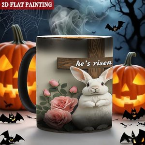 Mug personnalisé à changement de couleur thermique, noir givré, 11 oz, en céramique, pour sublimation - Product Image 6