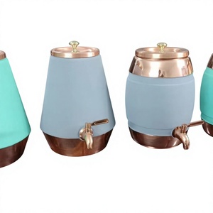 Handmade <b>5</b>-<b>Liter</b> Ayurvedic <b>Water</b> Pitcher Pure Copper Matka Jug with Lid and Straw for Home & Hotel Use Direct From India - Product Image 1