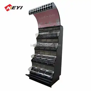 Custom supermarket 4 layers loose candy rack display / candy store equipment / pick and mix candy display stand