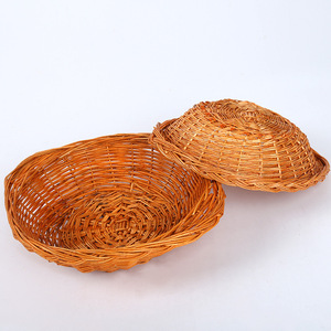 Panier de rangement rond en osier tressé, orange, fait main, pour cuisine, conteneur alimentaire, pour la maison, les restaurants et les snack-bars - Product Image 2