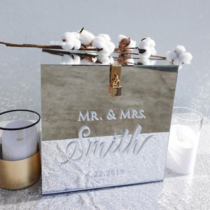 Hot Selling <strong>Mirror</strong> Acrylic <strong>Box</strong> Lockable Acrylic Wishing Well Card <strong>Box</strong> With Custom Logo for Wedding Decoration - Product Image 3