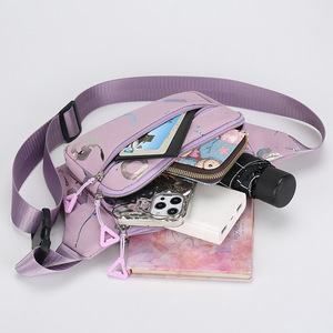 Multifunctional Waist <b>Bag</b> With Zipper Closure Portable Outdoor Sports Chest <b>Bag</b> For Women Purple - Product Image 2