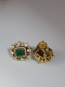 <b>Stud</b> earrings Sets Traditional <b>Small</b> round white accent stones surrounding the center stone Geometric floral cluster - Product Image 4