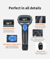 Lecteur de codes-barres portable Winson pas cher 1D et 2D pour supermarché, QR, interface sans fil 2,4 G et USB filaire, stock, garantie 1 an