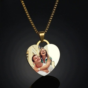 <b>Personalized</b> Custom Necklace Stainless Steel Peach Heart Pendant with Laser Engraved Photos for <b>Family</b> Friends Lovers <b>Gift</b> - Product Image 1