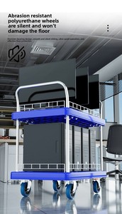 Chariot de transport double couche MILLMISS pour entrepôt, chariot à roulettes amovible léger avec poignée pour <span class=keywords><strong>le</strong></span> transport de marchandises - Product Image 5