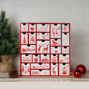 Grande casetta in legno con cerniera 35x25x9, scatola in legno per calendario dell'avvento con 24 cassetti, scatola in legno per calendario dell'avvento. - Product Image 1