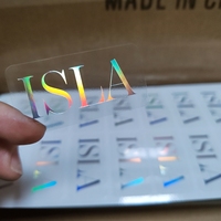 Étiquettes de feuille personnalisées, impression personnalisée, sécurité, transparentes, autocollantes, imperméables, en plastique, autocollants holographiques irréguliers avec logo