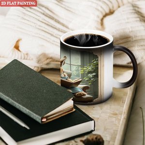 Mug en céramique à sublimation 11oz, noir givré, tasse à changement de couleur activée par la chaleur - Product Image 3