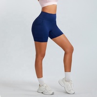 Shorts de sport pour femme avec logo personnalisé, extensibles dans quatre directions, effet froncé, poches latérales, taille haute, anti-transpiration, pour le yoga