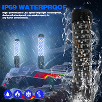 Lampe laser LED RGB haute intensité de 1 pied pour RZR UTV ATV 360 °   Feux de sécurité tout-terrain Chasing Whip Flag Rock Light 12V IP68