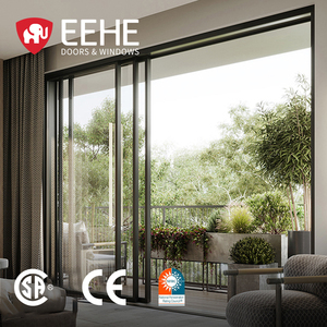 <span class=keywords><strong>Porte</strong></span> <span class=keywords><strong>coulissante</strong></span> en verre et aluminium isolée et résistante aux intempéries EEHE, <span class=keywords><strong>porte</strong></span> <span class=keywords><strong>coulissante</strong></span> à triple rail avec moustiquaire - Product Image 1