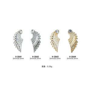 20 pièces/sac Vente en gros Charmes pour ongles en forme d'ailes d'ange dorées/argentées en vrac Décoration d'art d'ongles en alliage 3D Designs d'ongles en forme d'ailes d'ange - Product Image 6