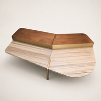 Table basse en marbre minimaliste italienne de forme unique pour salon et chambre à coucher, design moderne, convertible et durable