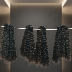 100% Natural Color Black Unprocessed Human Hair Product Bundles Curly Raw Indian Virgin Human Hair Loose Deep Waves <b>Extensions</b> - Product Image 6