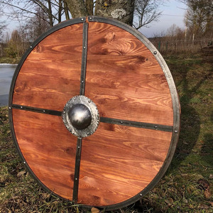 Escudo de Madera para Decoración de Interiores, Escudo de Madera Vikingo Medieval Clásico con Diseño Rústico, Escudo de Madera Hecho en Fábrica al por Mayor - Product Image 5