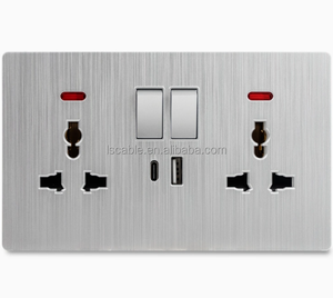 <span class=keywords><strong>Prise</strong></span> électrique universelle standard UE/Royaume-Uni 240V, 2 ou 3 prises, <span class=keywords><strong>interrupteur</strong></span> mural à 2 voies avec lumière LED et <span class=keywords><strong>prise</strong></span> de type C avec 2 ports USB - Product Image 2
