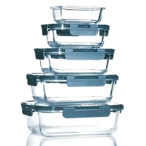 供应高硼硅玻璃储物容器圆形玻璃鲜碗带盖食品饭盒