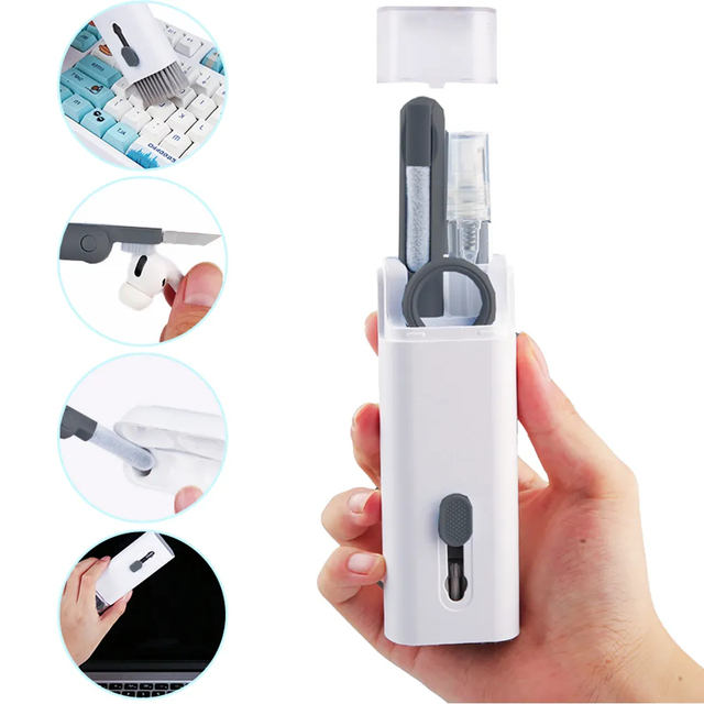 Multifunctional 7 in 1 Electronic Cleaner Kit Keyboard Cleaner Kit Screen Cleaner with Cleaning Brush for Earphones Tablet Phone