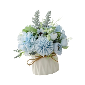 Pianta di Rosa Artificiale in <span class=keywords><strong>Vaso</strong></span> di Ceramica per Centrotavola Matrimoniale, Decorazione Rustica per Casa e Tavola - Product Image 5