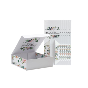 Boîte cadeau magnétique de luxe personnalisée de 2mm d'épaisseur vide demoiselle d'honneur proposition fleur fille demoiselle d'honneur boîte avec gaufrage pour crème pour le visage - Product Image 1