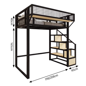 Lit mezzanine simple gain <span class=keywords><strong>de</strong></span> place, lit superposé décalé avec échelle, structure métallique pour petits appartements - Product Image 5