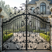 Puerta de Patio de Hierro Forjado Ornamental de Lujo con Grabados Modernos y Apertura Automática para Villa y Parque
