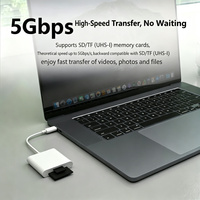 Lecteur de carte mémoire SD TF 3 en 1 type C, adaptateur USB a OTG 5 Gbps pour téléphone, tablette, ordinateur portable, appareil photo, plug and play, design portable