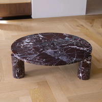 Table basse ronde en marbre Rosa Levanto de Cammy Stone, plateau bas, multifonctionnelle, mobilier de salon de luxe