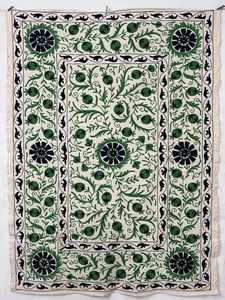 Couverture en coton d'Ouzbékistan brodée à la main, style Suzani, colorée, pour lit ou mur - Product Image 5