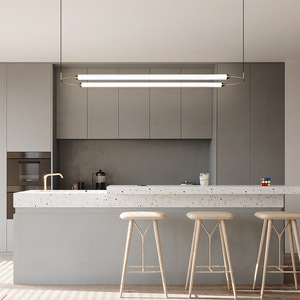 Modern Minimalist Uzun Şerit Sanat Ofis Satış Departmanı Resepsiyon Masası Tasarımcı Ada Tezgahı - Harf Sarkıt Lamba - Product Image 1