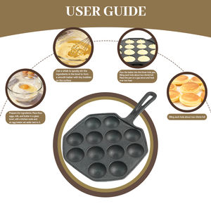 Poêle à Takoyaki en fonte à 12 trous, appareil à gaufres et grill japonais pour boulettes de poulpe - Product Image 5