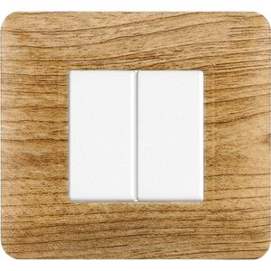 Plaque d'interrupteur mural Gloca 2P en plastique imitation bois foncé, 2 postes, durable pour Matix - Product Image 4