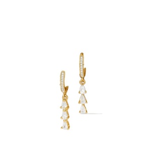 Pendientes de borla impermeables de cobre con baño de oro de 14k, con circonita cúbica de corte pera y engaste de garra, de estilo sencillo y moderno, para mujer - Product Image 2