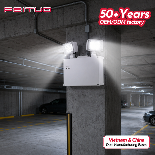 FEITUO Vietnam Export Waterproof IP65 Rechargeable 2921 CE ROHS Compliant LED TWIN SPOT Emergency Light for Warehouse Exit Route