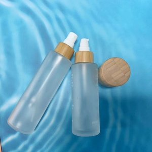 Bamboo Cosmetic Packaging 30ml 50ml 100ml 4oz Frosted Serum Oil Glass Dropper Bottles Pump Bottle Spray Bottles with Bamboo Lid - Product Image 4